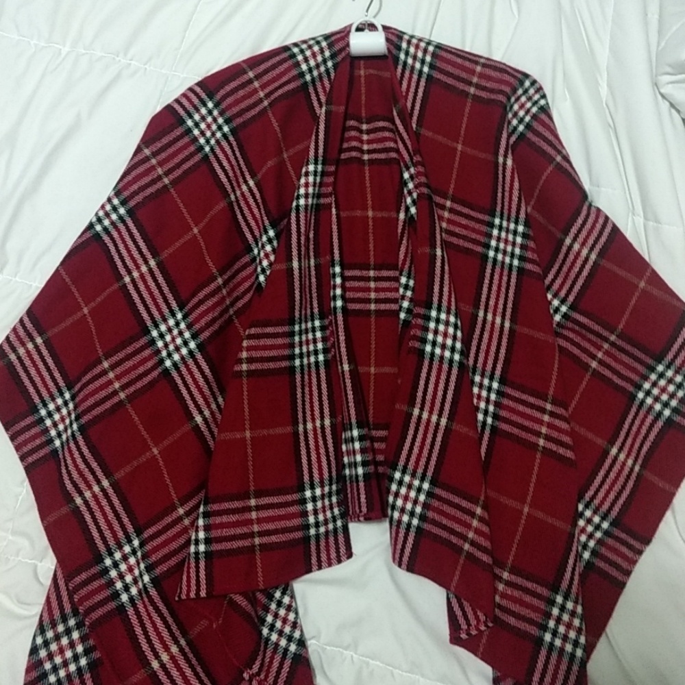 Plaid poncho
